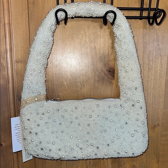 🤍🩵 💍 Pearl & Diamond Wedding Shoulder Bag 🥂🍾 - Picture 1 of 8